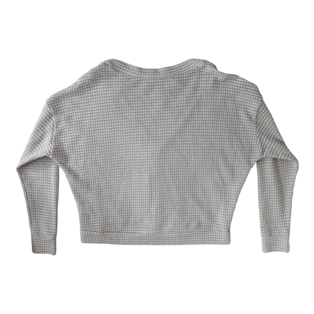 Double Zero Gray Waffle Knit Button Cropped Cardi… - image 4